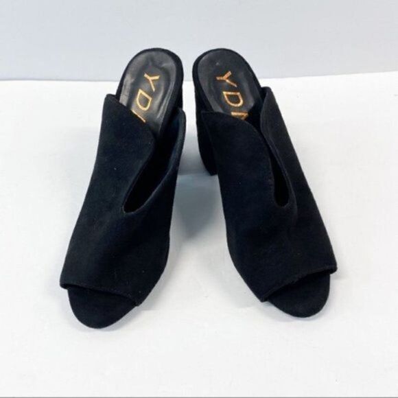 YDN Women Black Chunky Heels Peep Toe Backless Mules Sandals Dress Shoes - Picture 2 of 6